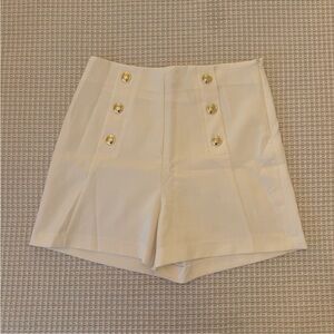 Zara Cream High Waist Shorts with Gold Buttons